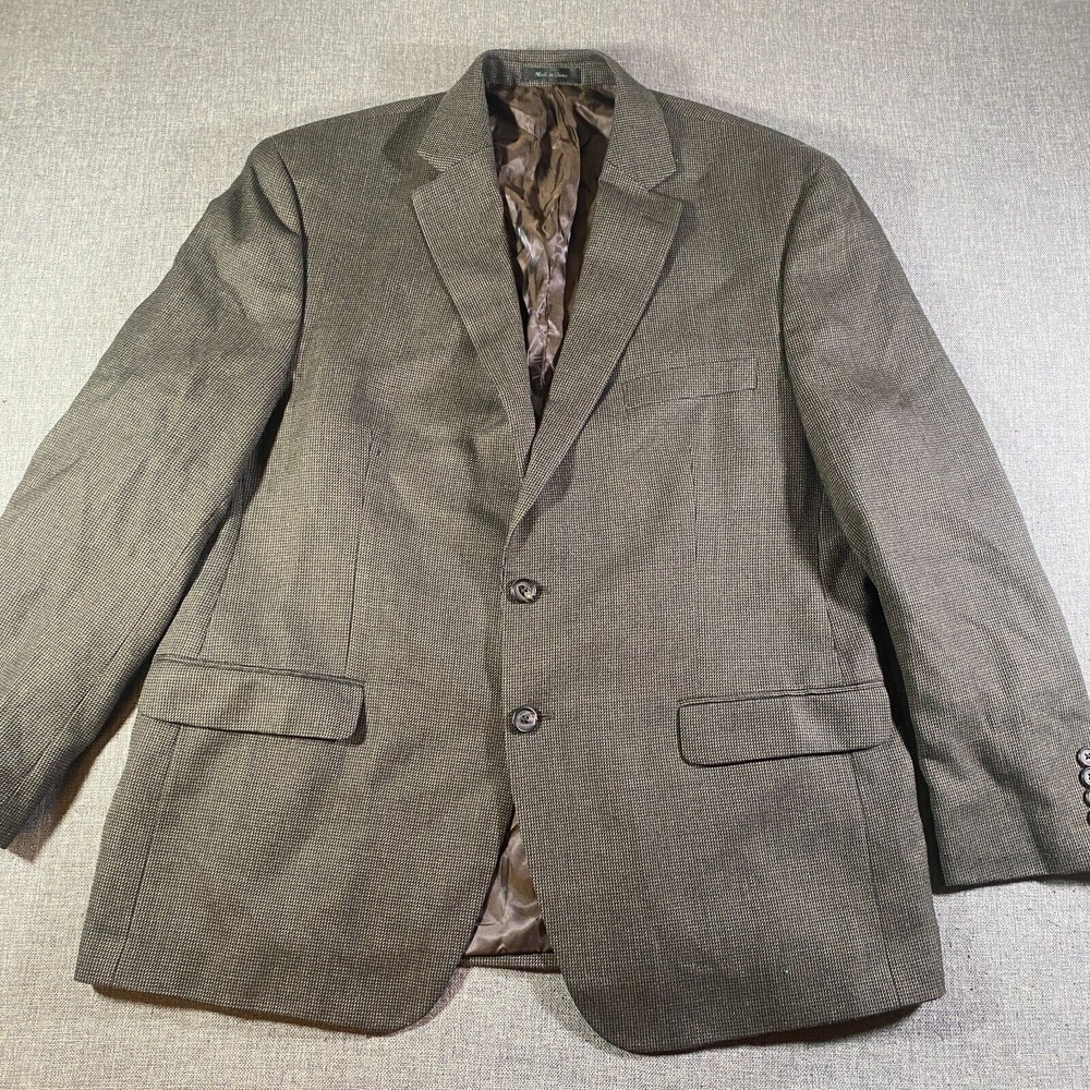 Lauren Ralph Lauren Wool‎ Tweed Blazer Jacket Mens Size 44S Brown